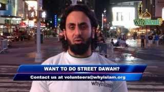 Street Dawah with Hamza Tzortzis in Times Square, NYC, with WhyIslam