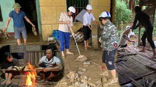 A kind engineer helps people in flood areas clean their houses after a yagi flood storm, single mom