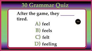 30 Grammar Mixed Quiz | English Exercise | Test your English | No.1 Quality English