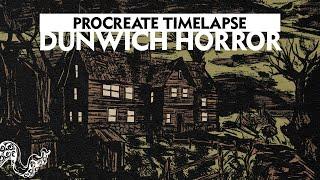Dunwich Horror Timelapse Art in Procreate | HP Lovecraft Artwork