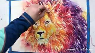 Lion Watercolor speed painting using Hydrus Watercolors and Brusho