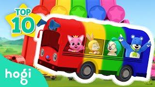 Wheels on the Bus + More Nursery Rhymes | BEST SONGS and COLORS of BUS ｜Pinkfong & Hogi