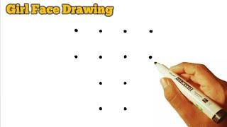 Easy to draw a Girl face from dots || Girl face drawing easy step by step || #jasimdrawing