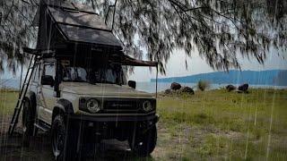 Beachfront Solo Camping in the Rain - Bluetti AC60 -