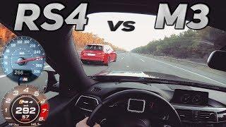 Audi RS4 vs BMW M3 Competition - TOP SPEED - Acceleration - 290+ KM/H  | Knallgas