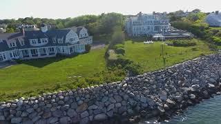 Chatham, Cape Cod Coast with Sea Wall Aerial Stock Footage 002