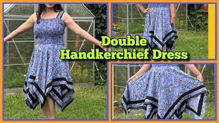 How to make DOUBLE HANKY HEM & Shirred DRESS (Cut & Sew)