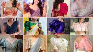 Latest and Trendy blouse sleeves designs/Boat neck blouse designs/Silk saree blouse designs