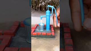 how to make hand pump water project from mini bricks and concrete mix cement