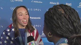 Arlington swimmer Torri Huske talks about gold win in 100m butterfly | NBC4 Washington