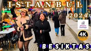 Istanbul Besiktas City Center Walking Tour: Street Cafe Bars, Turkish Foods, Markets | Nov 2024