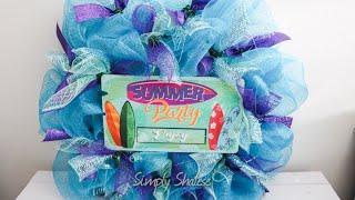 DIY: Poofy Summer Deco Mesh Wreath || Quick and Easy