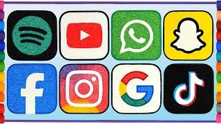 App Logos Foam Clay Painting art | Colorful Water Brand Logo Art, Color beads ASMR