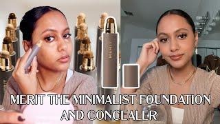 MERIT minimalist foundation and concealer stick review + demo | camel + khaki | retrying foundations