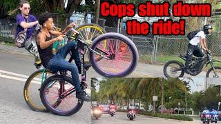 RIDER ALMOST CAUSES ACCIDENT AT THE RIDEOUT! // COPS KICKED US OFF THE BEACH!