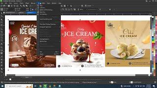 How To Create  IceCream Advertising Ads Design For Social Media - Coreldraw