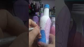 simple and easy painting  نقاشی روی شیشه painting on a glass bottle