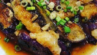 How to make Chinese stuffed Eggplant 煎釀茄子