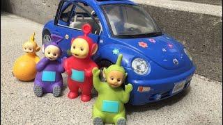 Blue VOLKSWAGEN BUG Car Trip to the Animal Shelter with TELETUBBIES TOYS Learning for Kids!