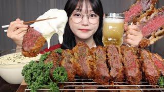 바삭한 규카츠에 부드러운 크림소스, 그리고 맥주 한 잔먹방 Crispy gyukatsu with creamy sauce Mukbang ASMR