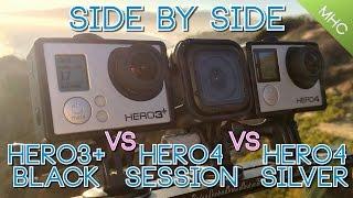 Hero4 Session vs GoPro Hero4 Silver vs GoPro Hero3+ Black Side By Side HD