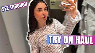 Try-on haul in the dressing room | See-through sweatshirt