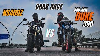 Ktm Duke 390 3rd Gen vs Bajaj Pulsar ns400z Drag race