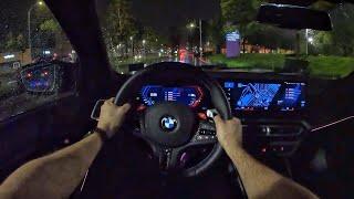 2023 BMW M3 Competition xDrive POV Rainy Night Drive (3D Audio)(ASMR)