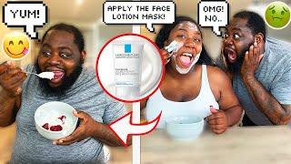 ACCIDENTALLY MAKING MY HUSBAND EAT LOTION!! *PRANK*