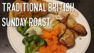 Traditional British Sunday Roast Chicken Dinner