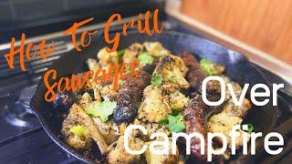 How to Grill Sausages Over Fire | Grilled Potato Wedges