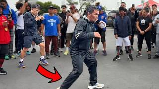Pacquiao Jr tries to mimic fathers movement; both train together after grueling mountain run!