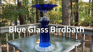 Blue Glass Birdbath