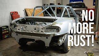 Priming the Miata Racecar Chassis! + Rust removal trick!