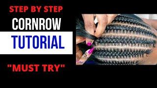 EASIEST STEPS , HOW TO CORNROW FOR BEGINNERS Ep.03 | Cornrow tutorial