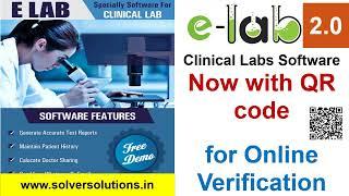 ELab 2.0: Clinical Lab Software: Print QR code on Test Report 4 Online Verification anywhere anytime