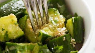 Smashed Cucumbers with Ginger Sesame Dressing