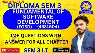 SEM 3 FUNDAMENTAL OF SOFTWARE DEVELOPMENT(4331604) IMP FOR IT || FOSD IMP FOR IT || GTU EXAM ||