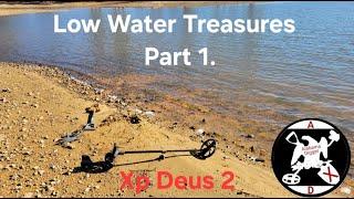 Low water Metal Detecting reveals secret treasure normally under water xp deus 2.  Part 1