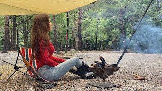 In the rain forest sound of rain cozy vibes Solo car camping / camping vlog