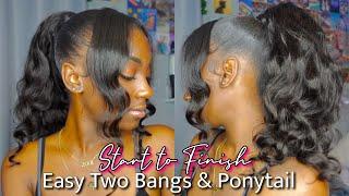 EASY TWO BANGS AND PONYTAIL TUTORIAL *BEGINNER FRIENDLY* || VIRAL TIKTOK HAIRSTYLES