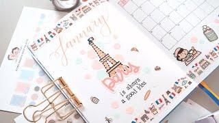 Plan With Me: January 2024 Parisian Bullet Journal Theme Set Up | Mystery Journal