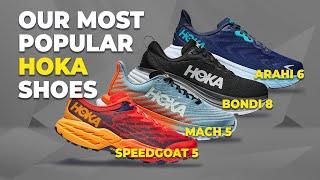 Our most popular HOKA Shoes of @Run Moore  | Mach 5, Arahi 6, Bondi 8 & the Speedgoat 5