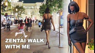 Zentai Bodysuit Fun | Tall Girl In Public Plaza | Walk With Me