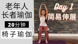 【20分钟老年人长者瑜伽 | 椅子瑜伽】Day 1 简易伸展 20 Mins Chair Yoga for Seniors （Day 1 简易伸展）