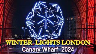 Canary Wharf Winter Lights London 2024| New Installations and Artworks Walk |  #winter