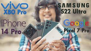 Google Pixel 7 Pro vs iPhone 14 Pro vs Vivo X80 Pro vs Samsung S22 Ultra | Camera Comparison