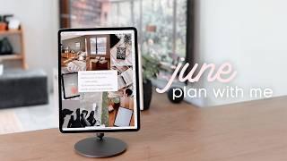 ️️ June Digital Plan with me in Goodnotes 6 | goal setting, vision boarding, free stickers