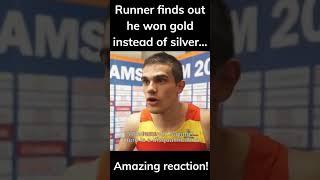 Spanish runner learns during interview that he won gold instead of silver!