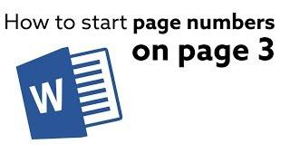 Microsoft Word - How to start page numbers on page 3?